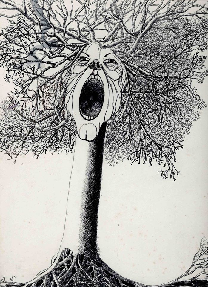 "Le Cri des bois", feutre sur papier, 1983