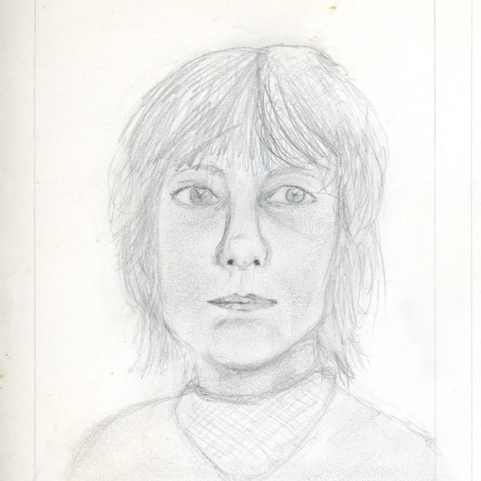 Autoportrait à l'âge de 14 ans, graphite sur papier, 1982