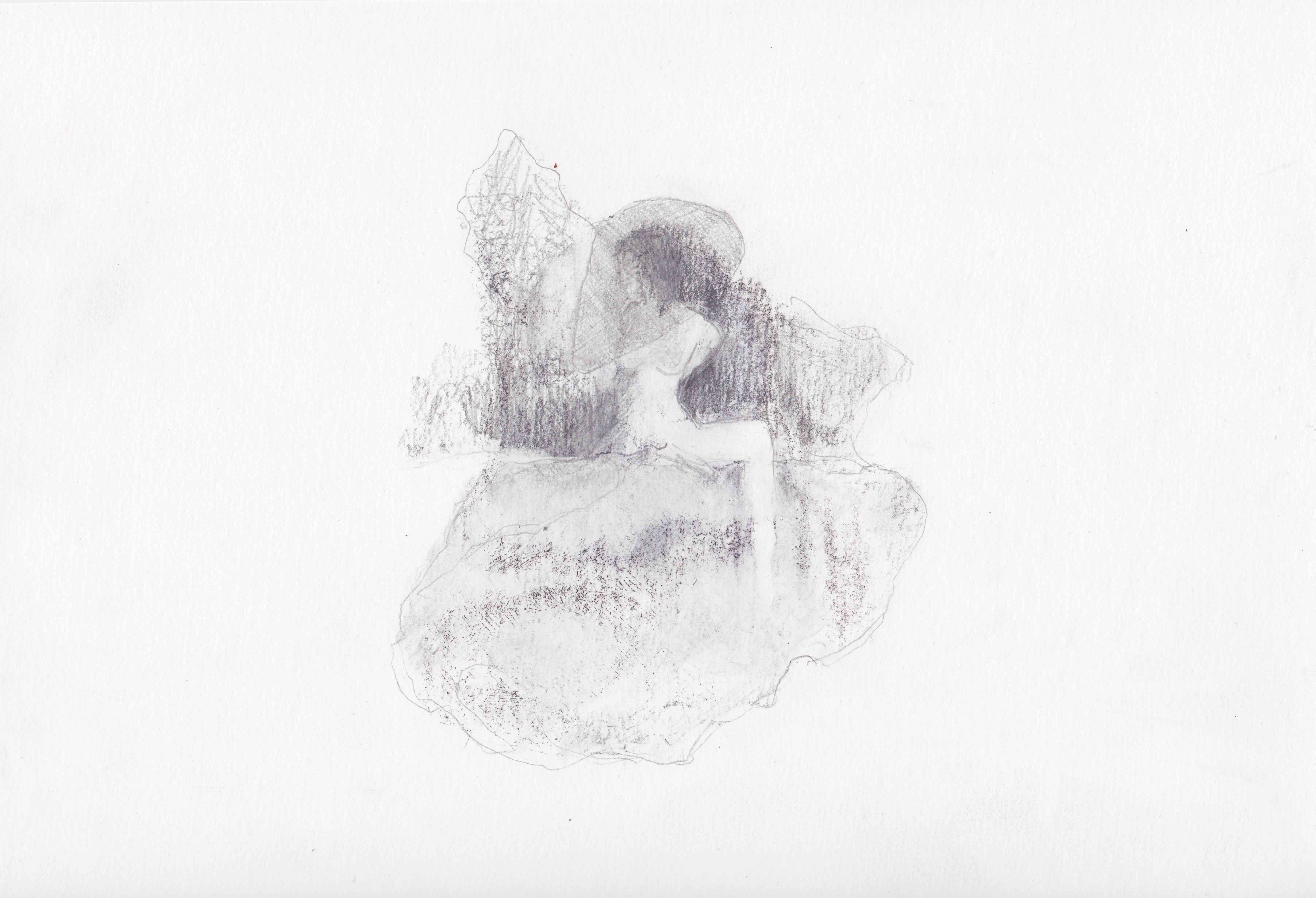 "Astrid, qui chevauchait les nuages" (série), crayon sur papier, 2019