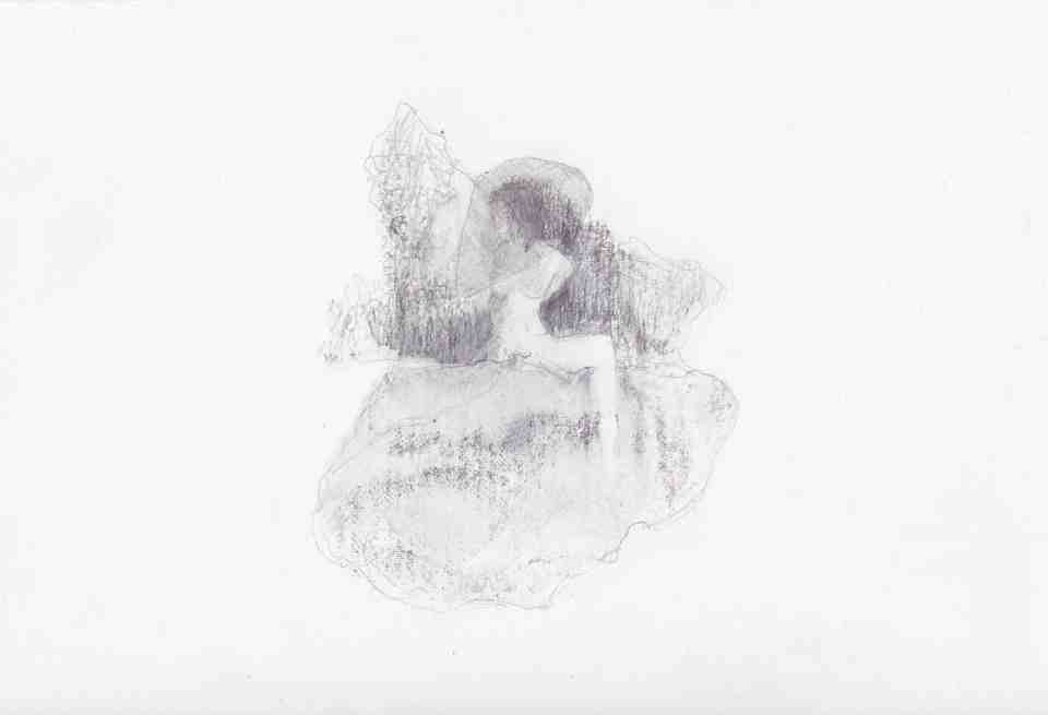 "Astrid, qui chevauchait les nuages" (série), crayon sur papier, 2019