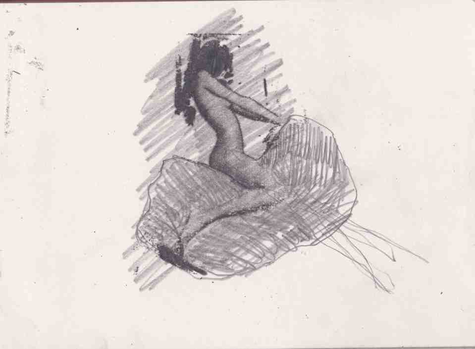 Astrid, qui chevauchait les nuages (série), transfert et crayon sur papier, 15 x 20 cm, 2019