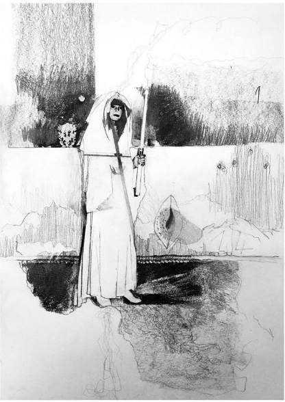 "L’Enfant au cierge", 30 x 40 cm, technique mixte, 2019