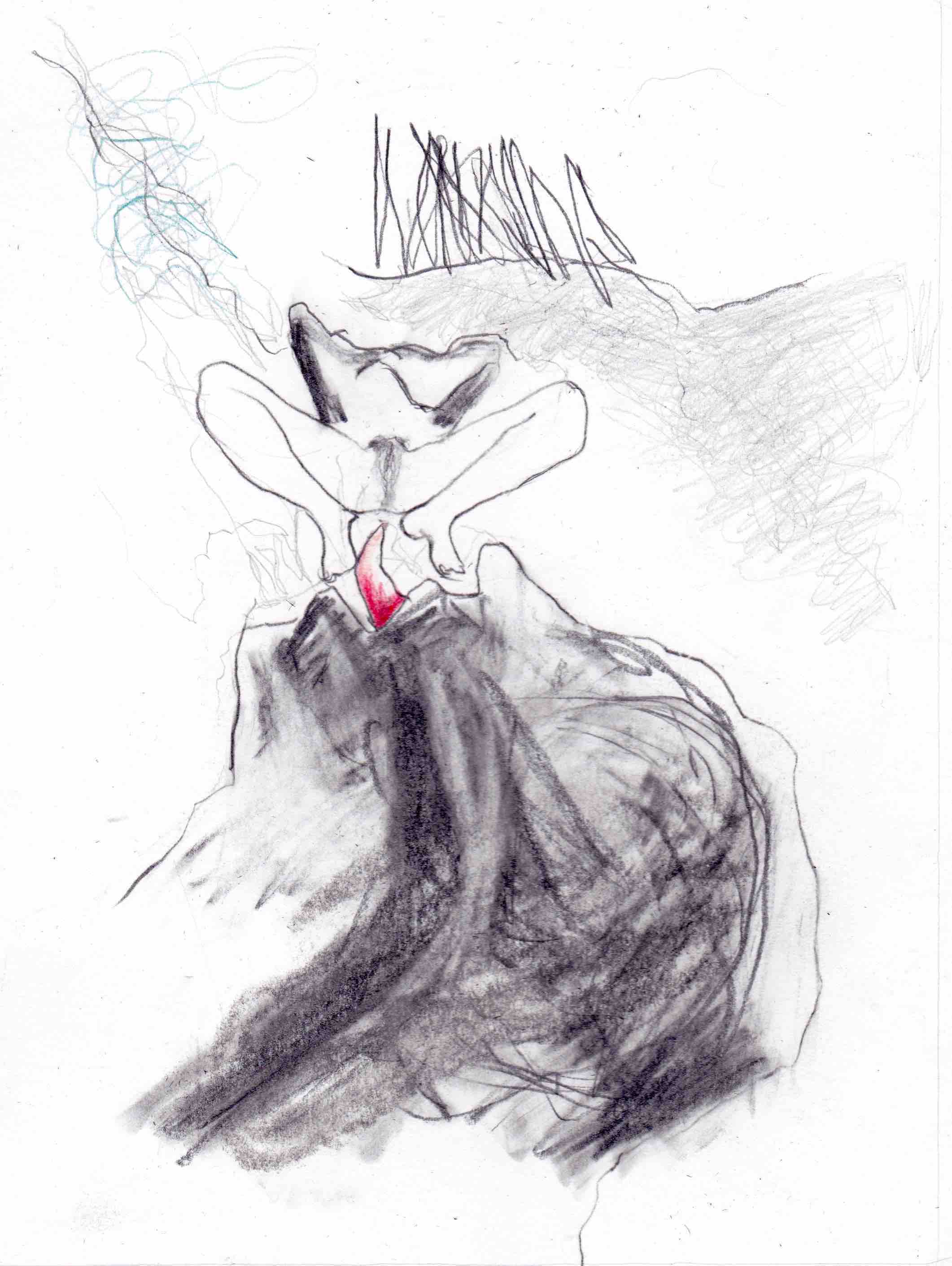 Tellus Cunnilingus, 24 x 18 cm, technique mixte sur papier, 2020