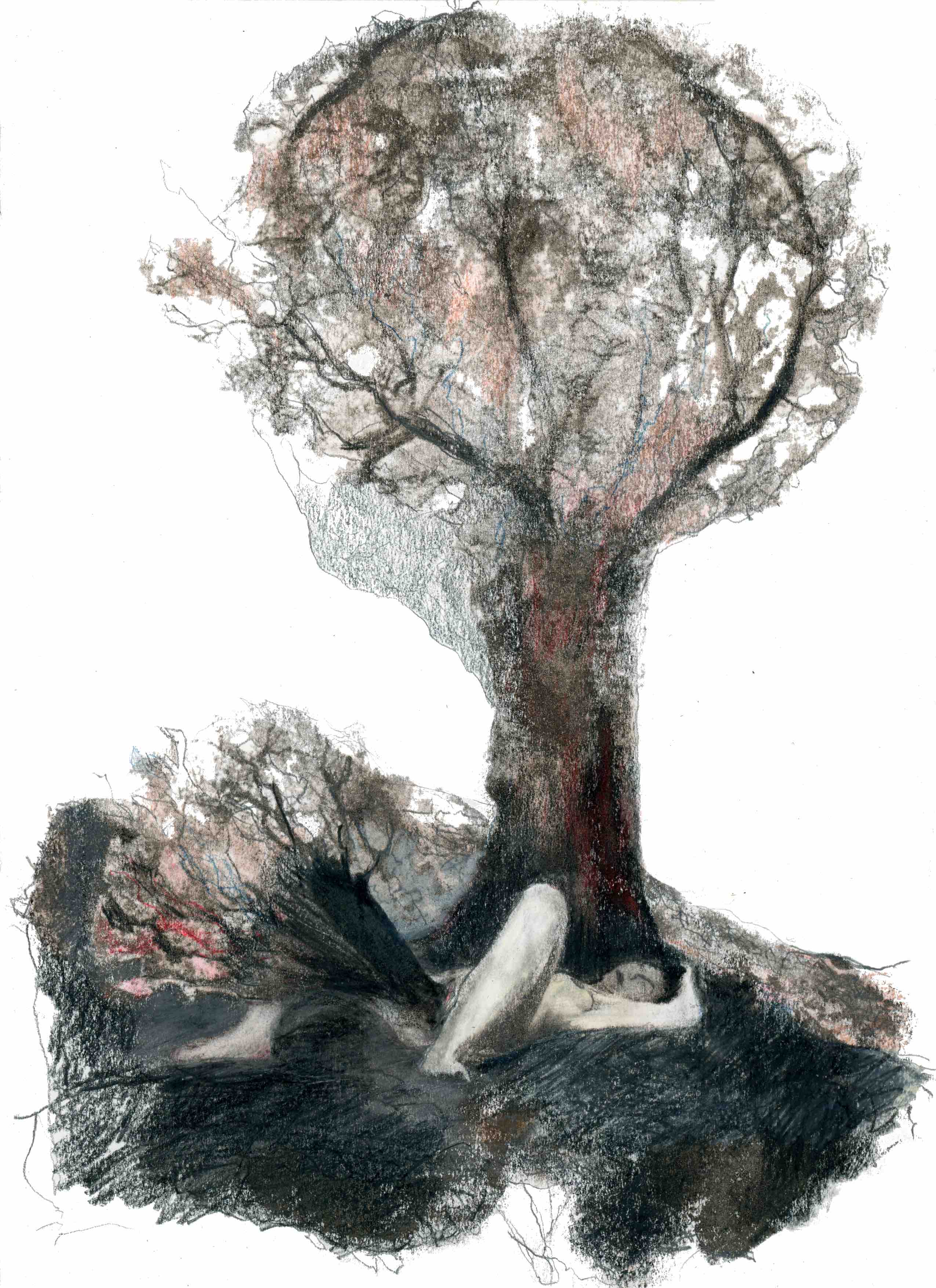 "La Racine", technique mixte sur papier, 40 x 30 cm, 2020