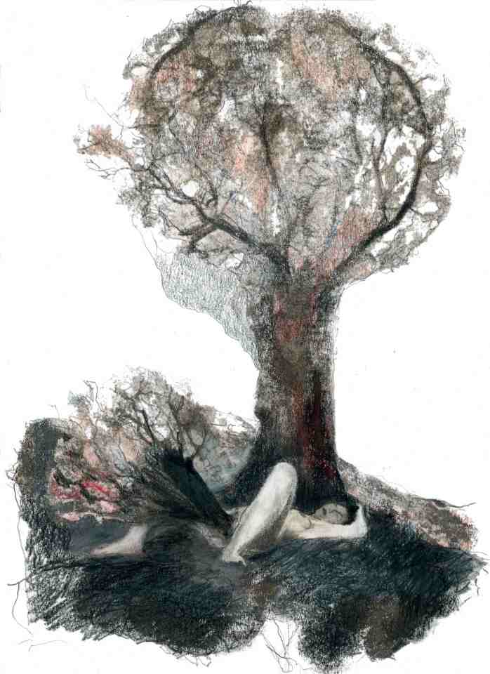 "La Racine", technique mixte sur papier, 40 x 30 cm, 2020