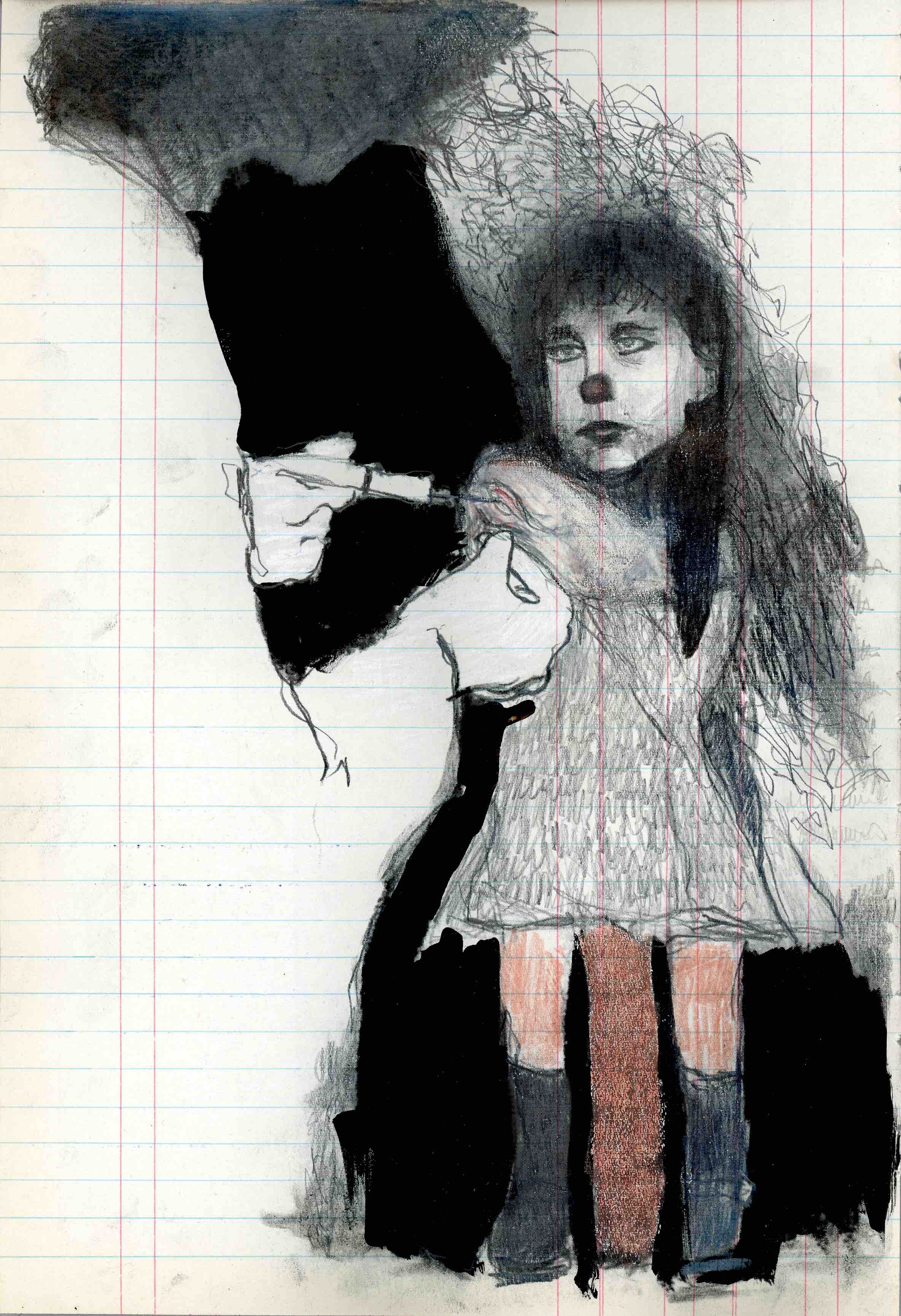 "L'Autre Monde", encre et crayon sur papier quadrillé, 30 x 20 cm, 2021