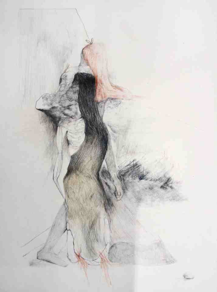 "Le Joug des centaures, ou La Métamorphose forcée", crayons sur papier Velin d’Arches, 65 x 50 cm, 2022