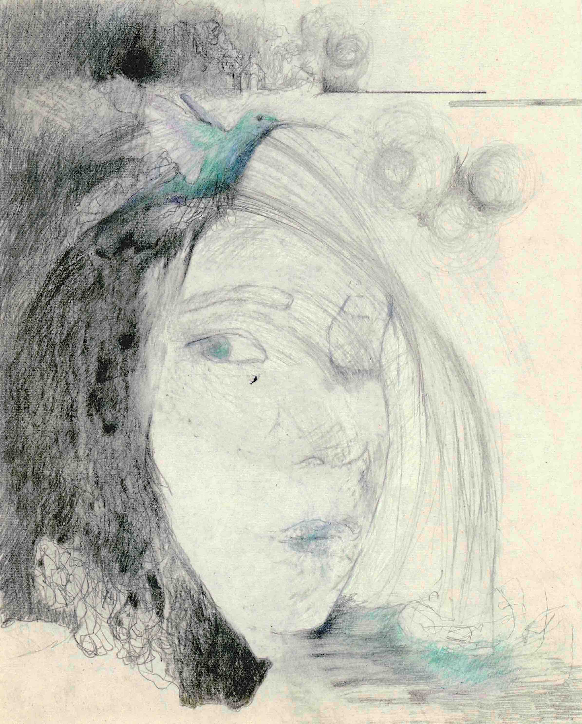 "Le Battement de cils de de Johnny Jane" (Fanny Gosse), 2023, crayons sur papier, 25 x 20 cm