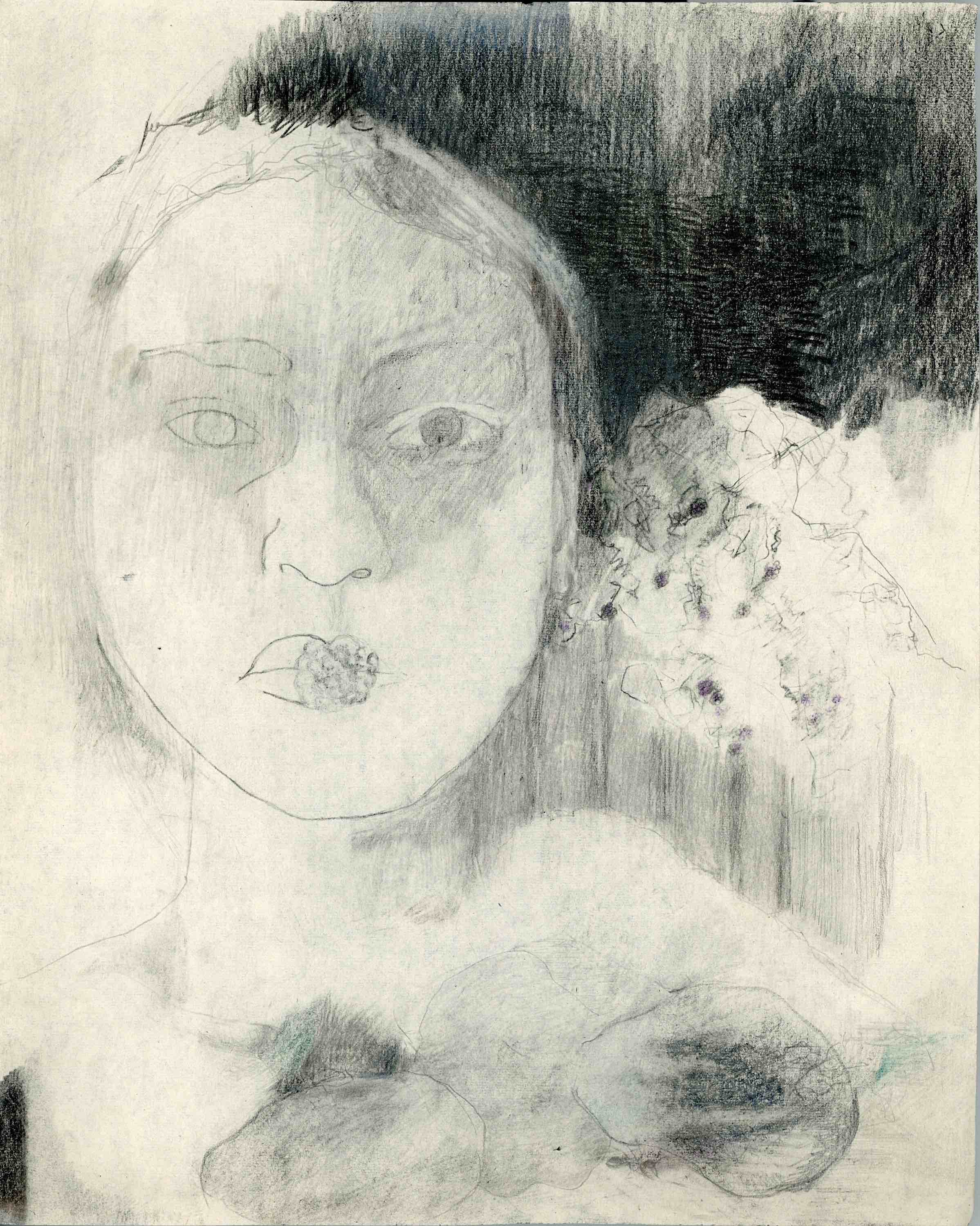 "Les Pierres civières" (Louise Dumont), 2023, crayons sur papier, 25 x 20 cm