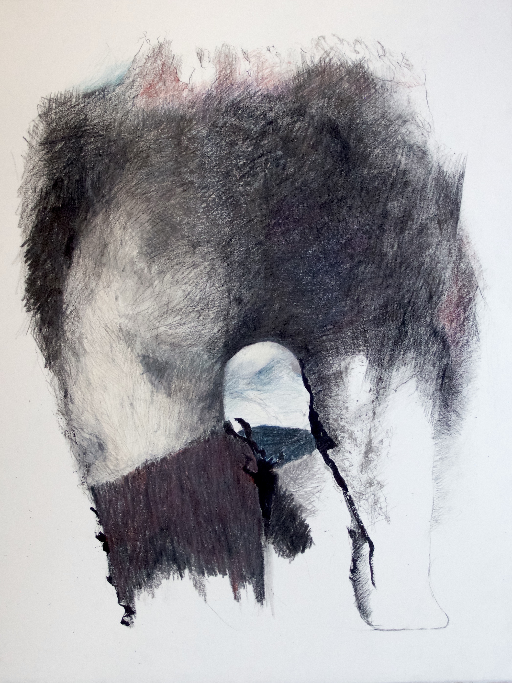 Le Point de non-retour, Crayons et encre sur papier Arches, 65 x 50 cm cm, 2023